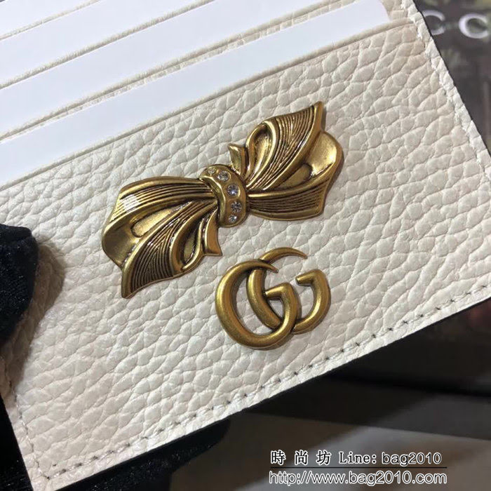 GUCCI古馳 頂級原單 早秋新品 雙色牛皮 女士卡片夾 524305 白配粉 WTG2066